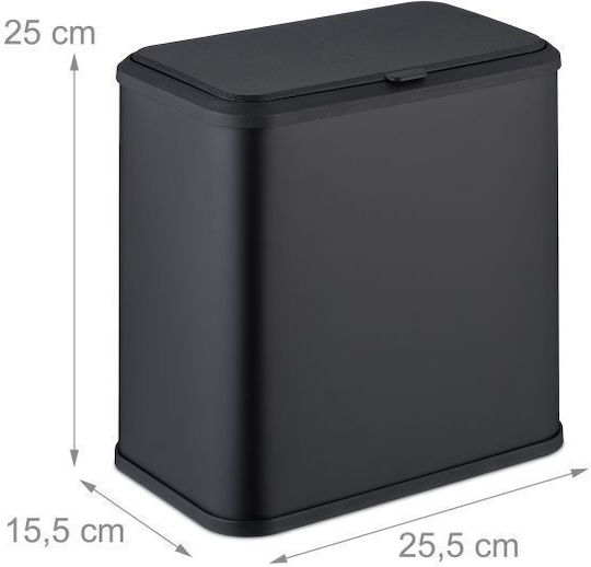 Relaxdays Coș de Gunoi Plastic Negru 5lt 1buc