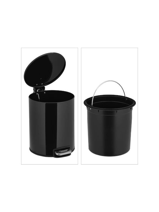 Relaxdays Coș De Gunoi Metalic Cu Pedală Negru 5lt