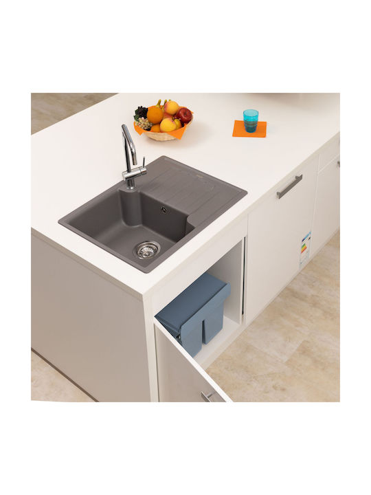 Relaxdays Coș De Gunoi Pentru Dulap Plastic Gri 15lt