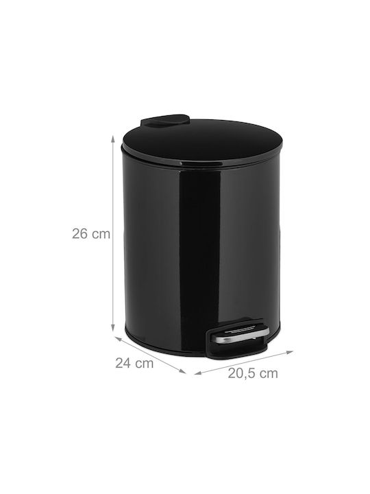 Relaxdays Coș De Gunoi Metalic Cu Pedală Negru 5lt