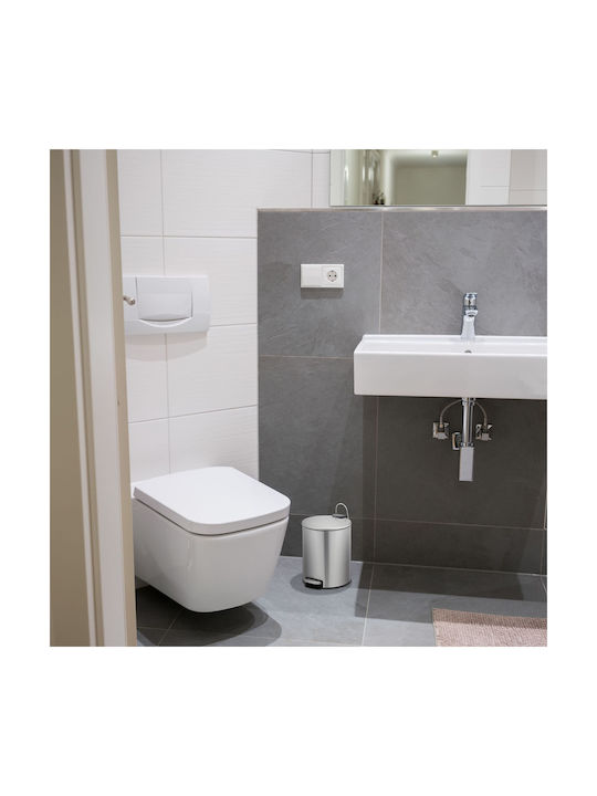 Relaxdays Coș De Gunoi Metalic Cu Pedală Argintiu 5lt