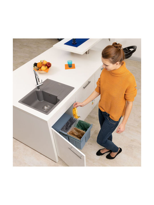 Relaxdays Coș De Gunoi Pentru Dulap Plastic Gri 15lt