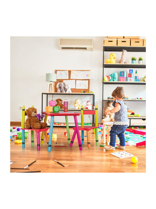 Set Masă Pentru Copii Cu Scaune Din Plastic Multicolor Relaxdays