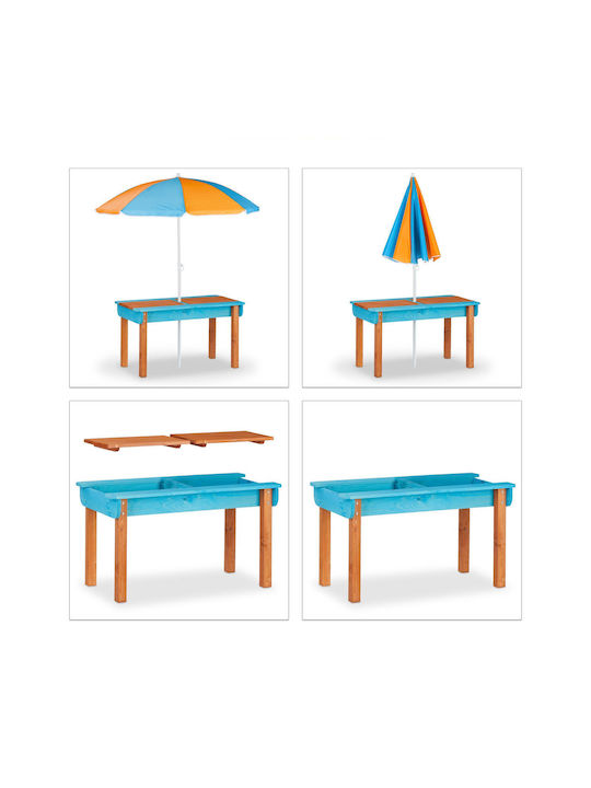 Kids Table Set with Chairs Made of Light Blue Wood Relaxdays
