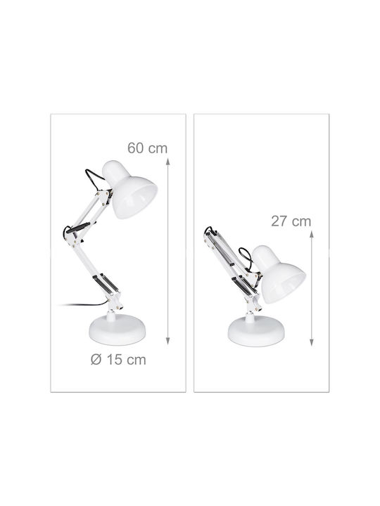 Relaxdays Office Lamp with Flexible Arm for Socket E27 in White Color