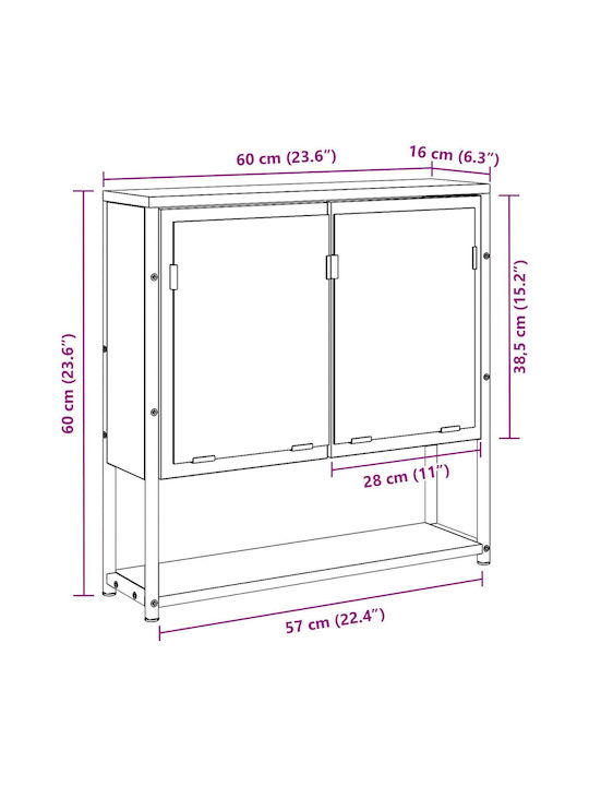 vidaXL Rectangular Bathroom Mirror made of Stainless Steel 60x16cm Brown