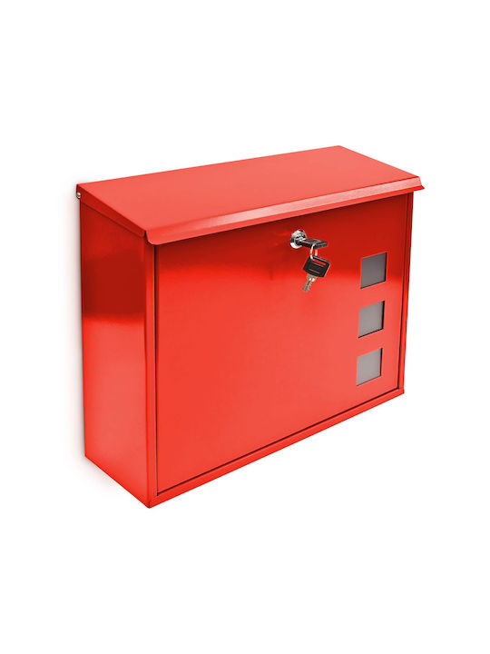 Relaxdays Cutie Poștală pentru Exterior Metalic în Culoarea Roșu 34.5x33x10.5cm