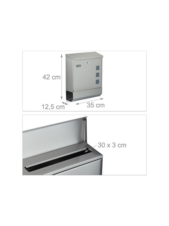 Relaxdays Cutie Poștală pentru Exterior Inox în Culoarea Gri 42x35x12.5cm