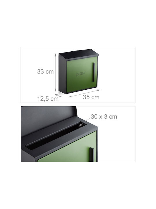 Relaxdays Cutie Poștală pentru Exterior Metalic în Culoarea Verde 33x35cm