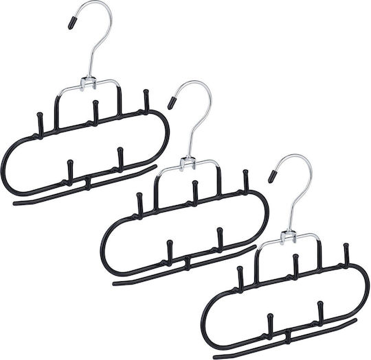 Relaxdays Wardrobe Hanger Foldable for Belts Metallic Black 10032625 3pcs