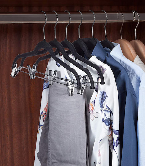 Relaxdays Umeraș pentru Dulap pentru pantaloni Metal Neagră 12buc