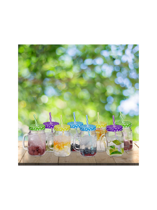 Relaxdays Set de pahare Cocteiluri / pentru apa din Sticlă cu pai 400ml 8buc