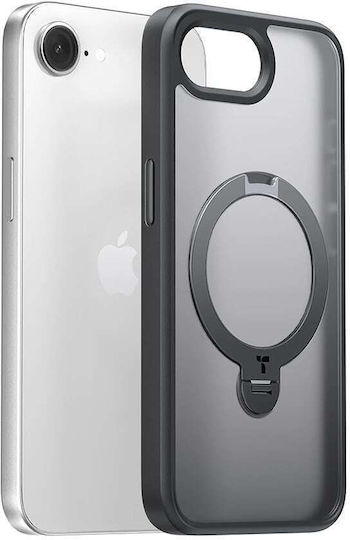 Torras Ostand Spin Rückseite Umschlag Silikon Schwarz (iPhone 17e / 16e)