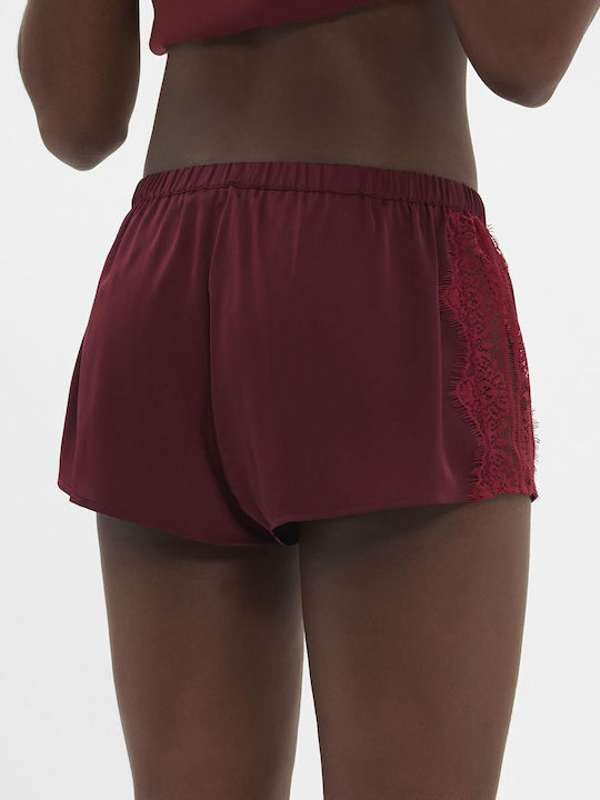 Simone Perele Sommer Damen Schlafanzug Kurze Hosen Burgundisch