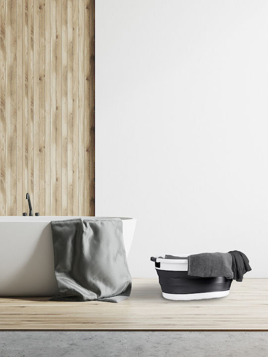 Relaxdays Coș De Rufe Din Plastic Pliabil 27.5x61x44cm Alb