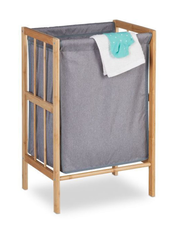 Relaxdays Καλάθι Απλύτων Bamboo 30lt 60x39x30cm Γκρι
