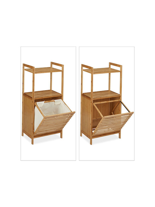 Relaxdays Coș De Rufe Din Bambus Pliabil 32.5lt 100x45.5x33.5cm Bej