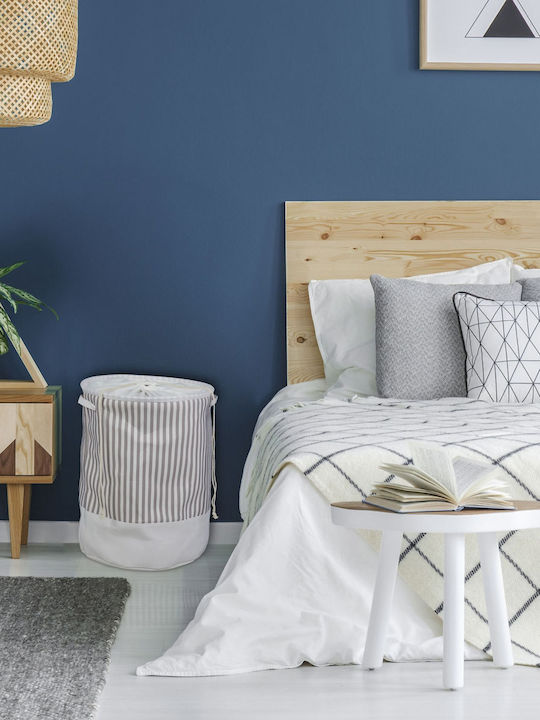 Relaxdays Καλάθι Απλύτων Υφασμάτινο Πτυσσόμενο 60lt Λευκό
