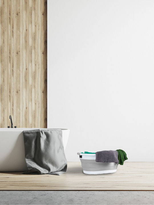Relaxdays Coș de rufe Plastic Pliabil cu capac 24x53x38cm Gri