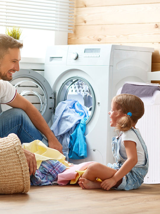 Relaxdays Coș De Rufe Din Bambus 70 L Cu Capac Alb