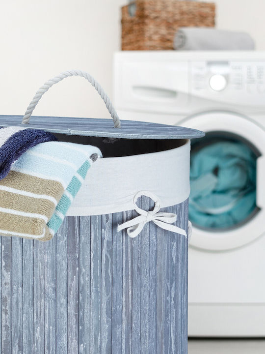 Relaxdays Coș De Rufe Din Bambus 70 L Cu Capac Alb