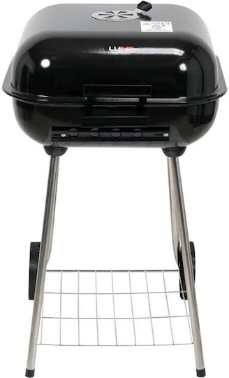 Lund Stainless steel Charcoal Grill with Lid, Thermometer and Smoker 45cmx40cm