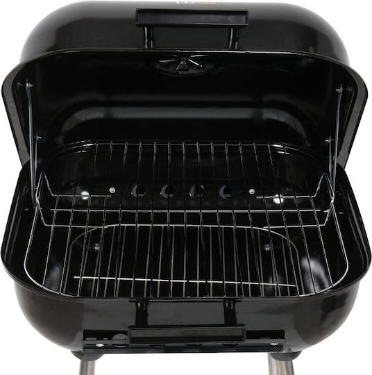 Lund Stainless steel Charcoal Grill with Lid, Thermometer and Smoker 45cmx40cm