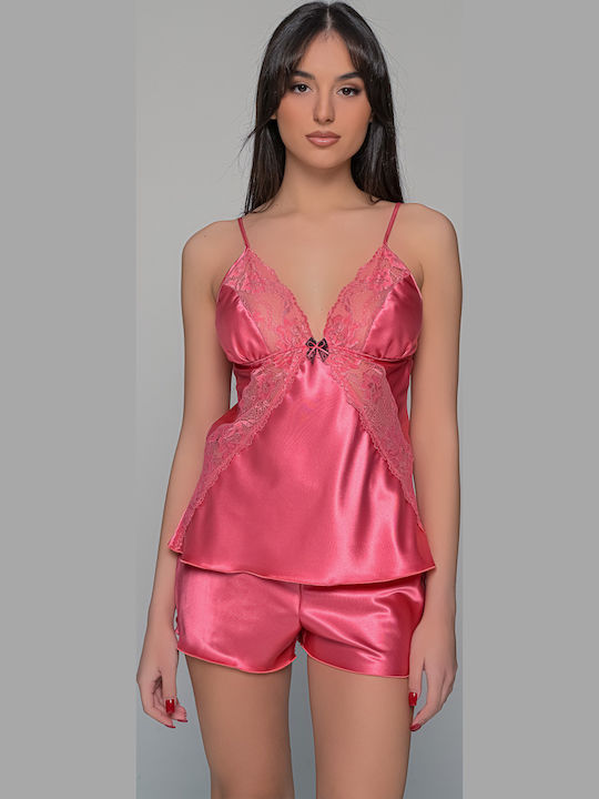 Milena by Paris Καλοκαιρινό Σατέν Babydoll Καρπουζί