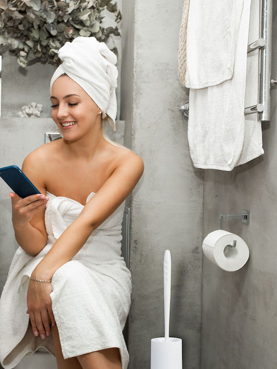 Relaxdays Kunststoff Badezimmer Toilettenbürste Weiß
