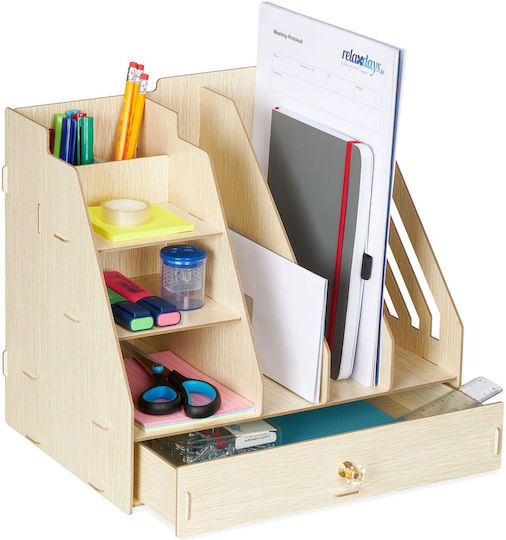 Suport organizator documente din MDF 29,5 x 33 x 24 cm maro deschis