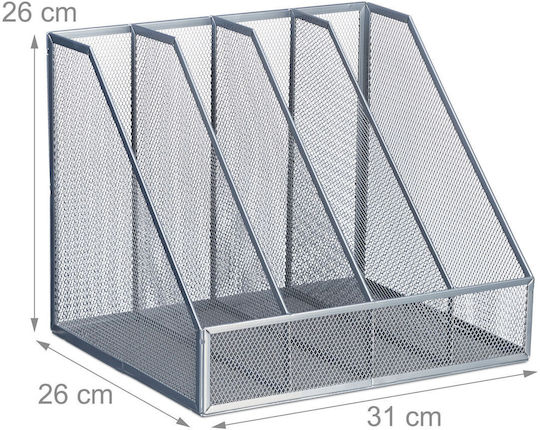 Office Organizer 4 Compartments Steel Silver 26 X 31 X 26 Cm