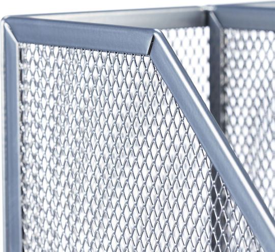 Office Organizer 4 Compartments Steel Silver 26 X 31 X 26 Cm