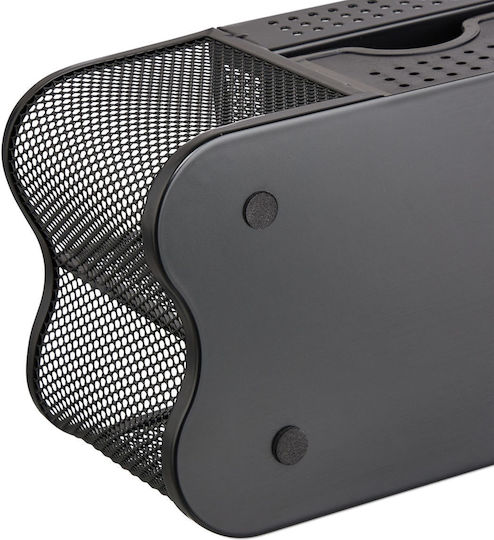 Organizator birou 6 compartimente 1 sertar metal negru 10 x 23,5 x 11,5 cm