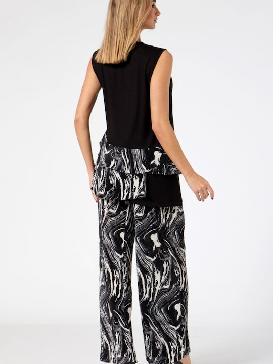 Damen Stoff Hose Black