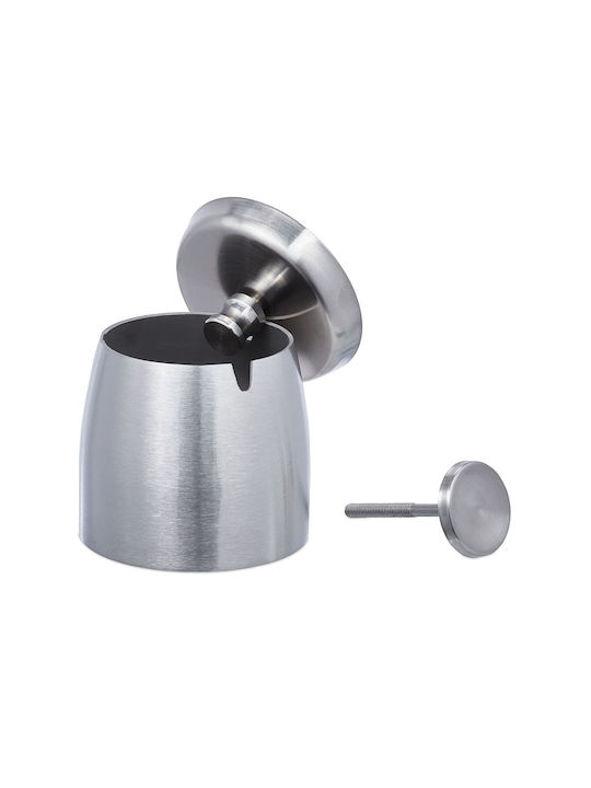 Stainless Steel Ashtray Lid Wind-resistant Modern Gray 9 X 7.5 Cm