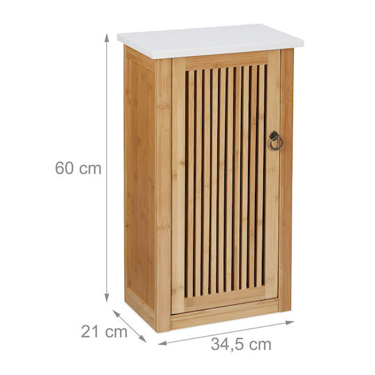 Relaxdays Cabinet de baie L60xA34.5xÎ21cm Lemn natural