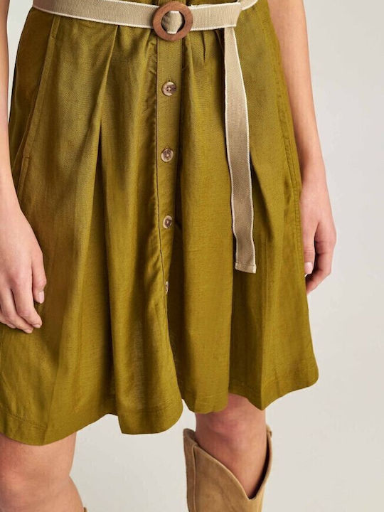 Summer Mini Shirt Dress Dress Khaki