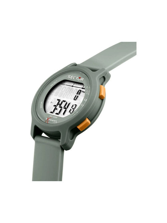 Sector Digital Men's Watch Battery with Green Rubber Strap