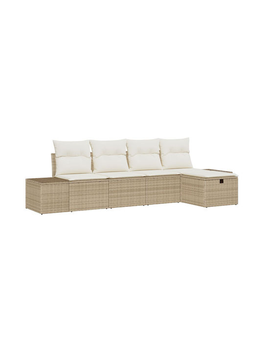 Corner Sofa Outdoor Rattan with Pillows 55x62x69cm