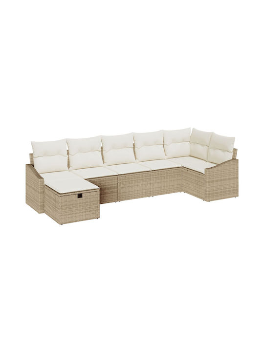 Corner Sofa Outdoor Rattan with Pillows 55x62x69cm