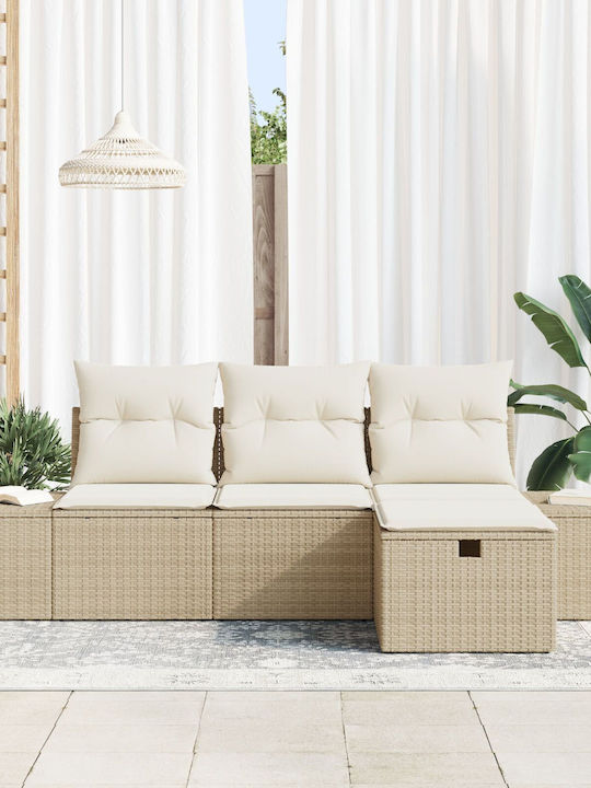 Corner Sofa Outdoor Rattan with Pillows 55x62x69cm