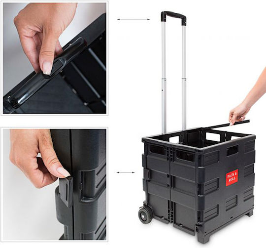 Foldable Shopping Trolley Relaxdays Beach Two Wheels Maximum Load 35 Kg 39 x 42 x 37 cm Black