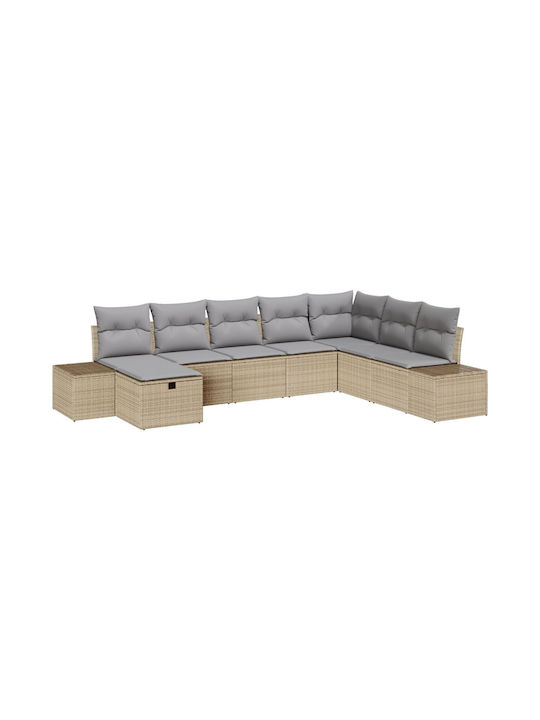 Corner Sofa Outdoor Rattan with Pillows 55x62x69cm