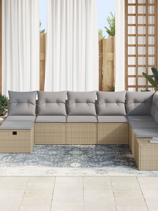 Corner Sofa Outdoor Rattan with Pillows 55x62x69cm