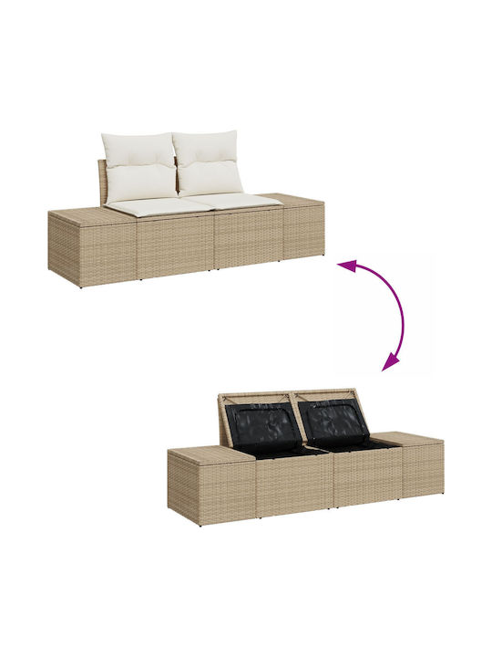 Corner Sofa Outdoor Rattan with Pillows 55x62x69cm