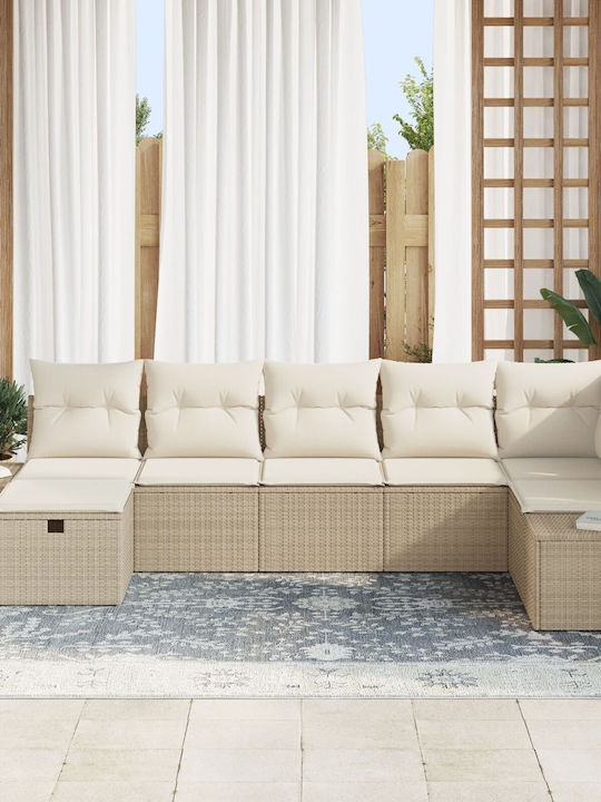 Corner Sofa Outdoor Rattan with Pillows 55x62x69cm