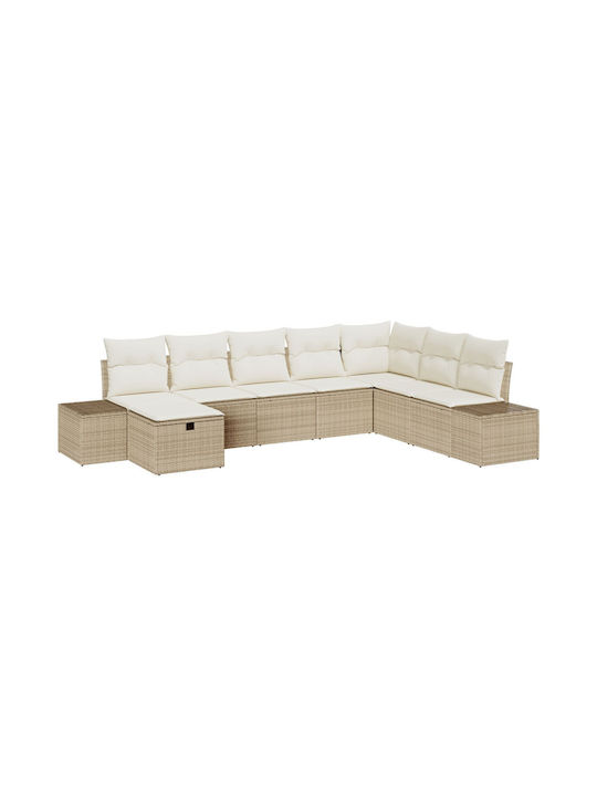 Corner Sofa Outdoor Rattan with Pillows 55x62x69cm