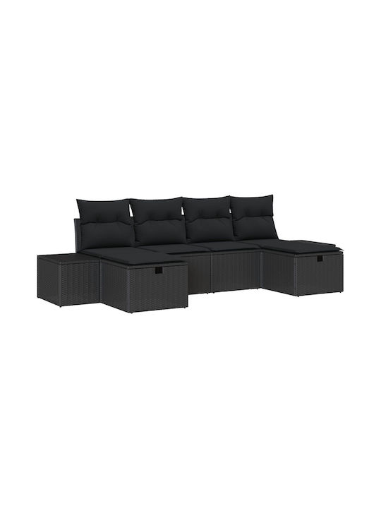 Living room Four-Seater Sofa Outdoor Rattan with Pillows 55x62x69cm