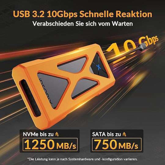 Idsonix Θήκη Σκληρό Δίσκο M.2 Ssd 10gbps Nvme Usb-c 3.2 Gen2 Uasp Trim