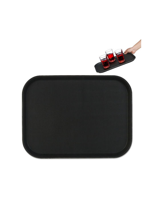 Relaxdays Plastic Rectangular Serving Tray Non-slip in Black Color 41x41x30cm 10043123 1pcs